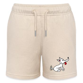 Dog wagging excited cute happy - Kids Organic Sweat Shorts by Stanley/Stella - soft Ecru - Front