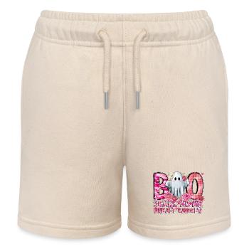 Boo verscheucht Brustkrebs - Kinder Organic Joggingshorts Mini Bolter von Stanley/Stella - Natur - Vorne
