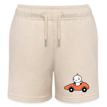 Vogel fährt schnell Auto Rennauto Sport Rennsport - Kinder Organic Joggingshorts Mini Bolter von Stanley/Stella - Natur - Vorne