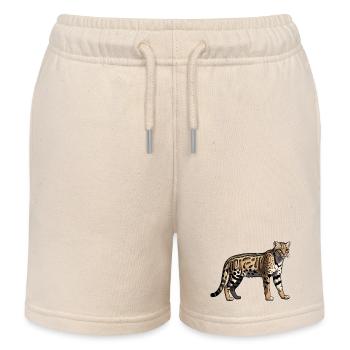 Cheetah - Cute Wildcat Motifs - Kids Organic Sweat Shorts by Stanley/Stella - soft Ecru - Front