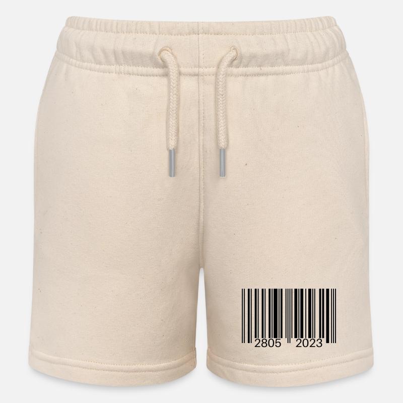 Barcode - Kids Organic Sweat Shorts by Stanley/Stella - soft Ecru