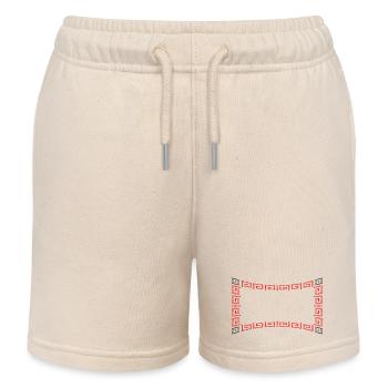 Motif de cadre rouge - Short de jogging enfant bio Stanley/Stella - écru doux - Devant