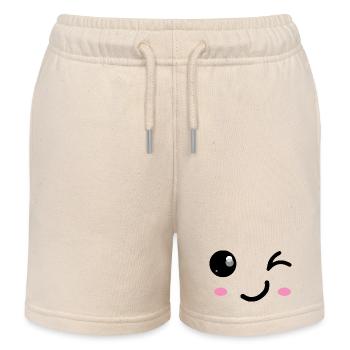 Wink smile - Kids Organic Sweat Shorts by Stanley/Stella - soft Ecru - Front