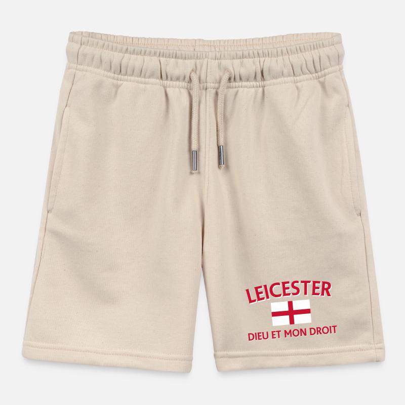 Leicester Angleterre Drapeau et devise Short de jogging enfant bio Stanley/Stella