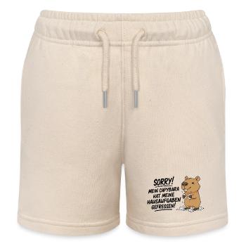 Pardon! Capybara a mangé mes devoirs - Short de jogging enfant bio Stanley/Stella - écru doux - Devant