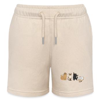Four playful cats - Kids Organic Sweat Shorts by Stanley/Stella - soft Ecru - Front