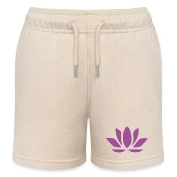 Fleur de lotus Fleur de lotus Fleur de lotus Fleur de violette Fleur de yoga - Short de jogging enfant bio Stanley/Stella - écru doux - Devant