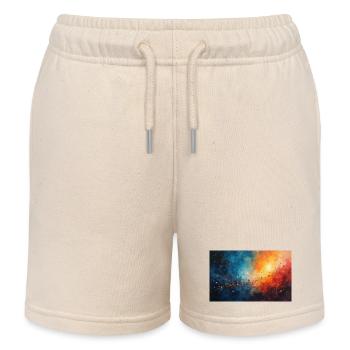 Aube Cosmic Abstract Splash - Short de jogging enfant bio Stanley/Stella - écru doux - Devant