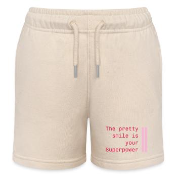 Smiling as a superpower - Kids Organic Sweat Shorts by Stanley/Stella - soft Ecru - Front