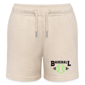 Balle de baseball néon avec points illuminés - Short de jogging enfant bio Stanley/Stella - écru doux - Devant