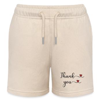 Thank you Heart Typography Gift - Kids Organic Sweat Shorts by Stanley/Stella - soft Ecru - Front