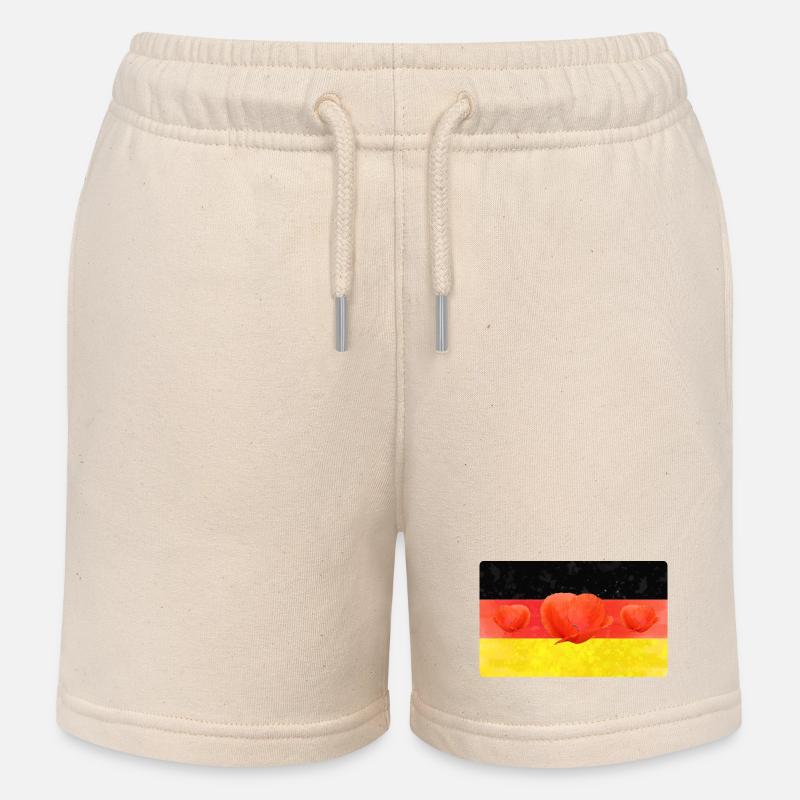 Drapeau de l’Allemagne avec coquelicot - Short de jogging enfant bio Stanley/Stella - écru doux