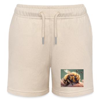 Cute animals doing hibernation – bee - Kids Organic Sweat Shorts by Stanley/Stella - soft Ecru - Front