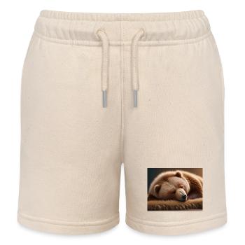 Niedliche Tiere im Winterschlaf – Braunbär - Kinder Organic Joggingshorts Mini Bolter von Stanley/Stella - Natur - Vorne