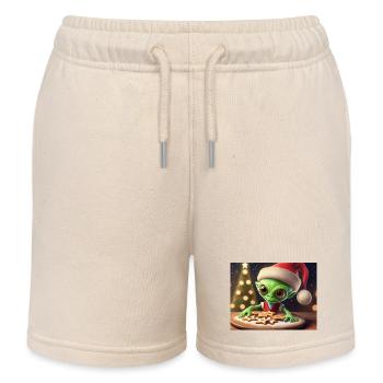 extraterrestre portant un pull de Noël laid - Short de jogging enfant bio Stanley/Stella - écru doux - Devant