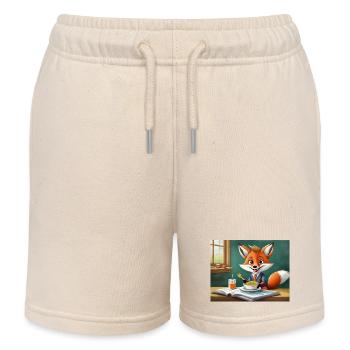 cute little fiend fox everyday life – eating lunch - Kids Organic Sweat Shorts by Stanley/Stella - soft Ecru - Front