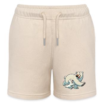 Eisbärenmutter mit herumtollendem Kind - Kinder Organic Joggingshorts Mini Bolter von Stanley/Stella - Natur - Vorne