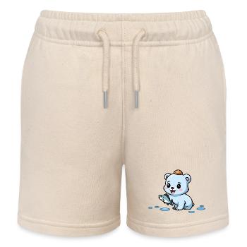 Süßer Eisbär mit Fisch - Kinder Organic Joggingshorts Mini Bolter von Stanley/Stella - Natur - Vorne