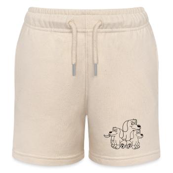Drei Hunde Familie Kind Mutter Vater Papa Mama Süß - Kinder Organic Joggingshorts Mini Bolter von Stanley/Stella - Natur - Vorne
