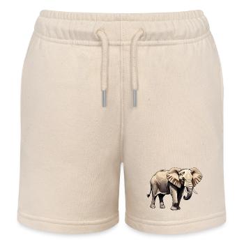Éléphant - Design Animalier - Short de jogging enfant bio Stanley/Stella - écru doux - Devant