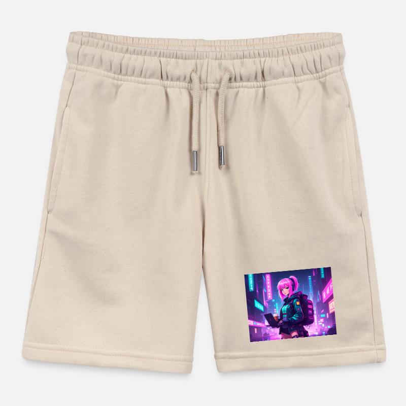 Neon Hacker Girl – Ready to Code & Conquer Kids Organic Sweat Shorts by Stanley/Stella