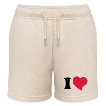 I love ... - Kids Organic Sweat Shorts by Stanley/Stella - soft Ecru - Front