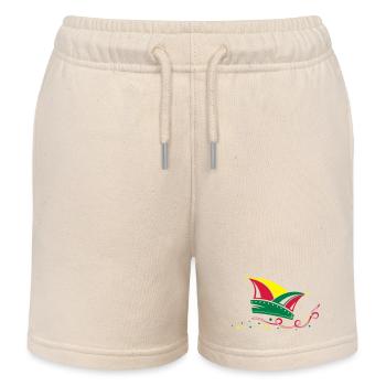 Carnival, jester cap, streamers - Kids Organic Sweat Shorts by Stanley/Stella - soft Ecru - Front