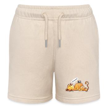 Snoring cat and mouse - Cartoon - Gift - Cute - Kids Organic Sweat Shorts by Stanley/Stella - soft Ecru - Front