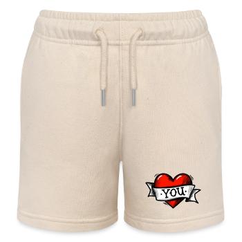 Herz - band - You (I love You) - Kinder Organic Joggingshorts Mini Bolter von Stanley/Stella - Natur - Vorne