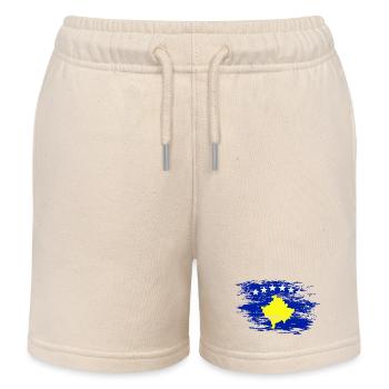 Kosovo flag used - Kids Organic Sweat Shorts by Stanley/Stella - soft Ecru - Front