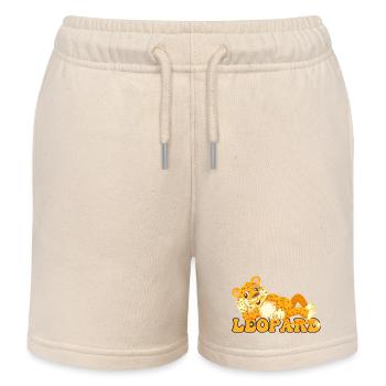 Leopard Cub Cartoon Pop Art - Kinder Organic Joggingshorts Mini Bolter von Stanley/Stella - Natur - Vorne