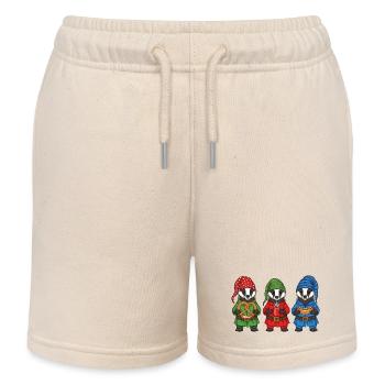 Europäischer Dachs Merry Christmas Cooles Geschenk - Kinder Organic Joggingshorts Mini Bolter von Stanley/Stella - Natur - Vorne