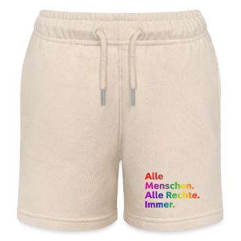 All People All Rights Always Statement - Kids Organic Sweat Shorts by Stanley/Stella - soft Ecru - Front