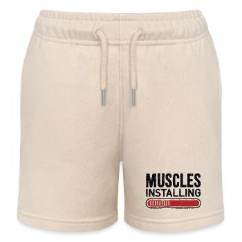 Installing Muscles - Kids Organic Sweat Shorts by Stanley/Stella - soft Ecru - Front