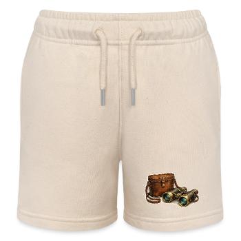Vintage Expedition Binoculars Bag - Kids Organic Sweat Shorts by Stanley/Stella - soft Ecru - Front