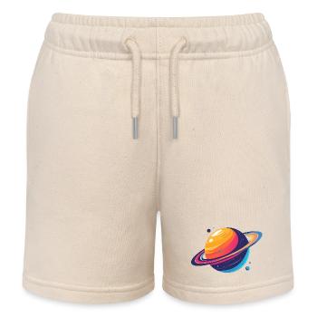 Neon Planetenkosmos Planet mit Ring und Monden - Kinder Organic Joggingshorts Mini Bolter von Stanley/Stella - Natur - Vorne