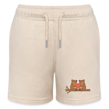 Bären Liebe – Süßes Kawaii Paar Design - Kinder Organic Joggingshorts Mini Bolter von Stanley/Stella - Natur - Vorne