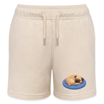 Süßer Mops Cartoon Hund Kuscheln Ausruhen - Kinder Organic Joggingshorts Mini Bolter von Stanley/Stella - Natur - Vorne