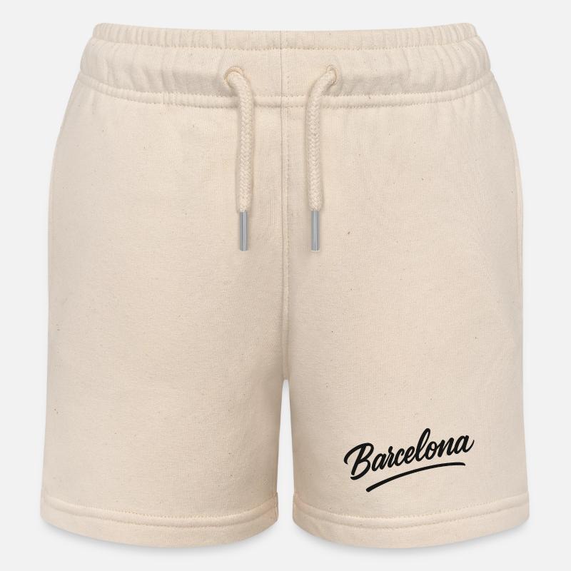 Script Barcelone avec ligne d’arc - Short de jogging enfant bio Stanley/Stella - écru doux