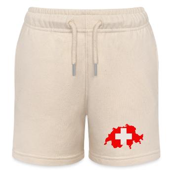 Schweizer Karte mit Flagge - Kinder Organic Joggingshorts Mini Bolter von Stanley/Stella - Natur - Vorne