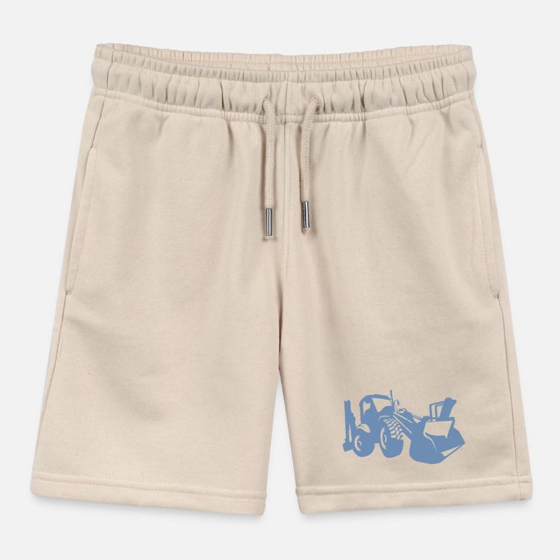 Excavator Wheel Loader Construction Equipment Operator Silhouette Kids Organic Sweat Shorts by Stanley/Stella
