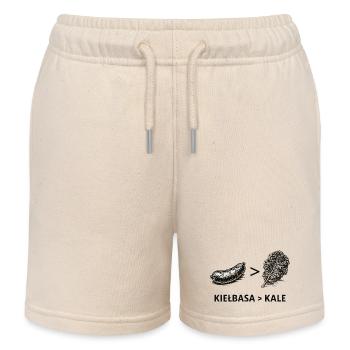 Kielbasa Greater Than Kale - Kids Organic Sweat Shorts by Stanley/Stella - soft Ecru - Front