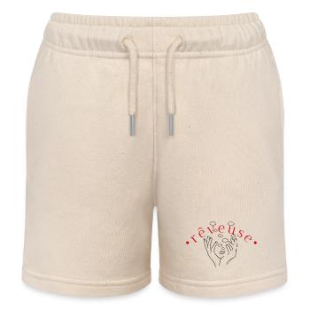 Dreamer in Curved Red - Kids Organic Sweat Shorts by Stanley/Stella - soft Ecru - Front