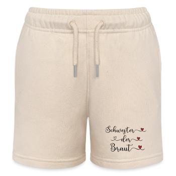 Schwester der Braut Schriftzug mit Herz - Kinder Organic Joggingshorts Mini Bolter von Stanley/Stella - Natur - Vorne