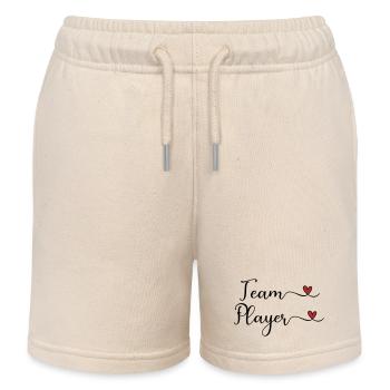 Team Player cute Typography Design with a Heart - Kids Organic Sweat Shorts by Stanley/Stella - soft Ecru - Front