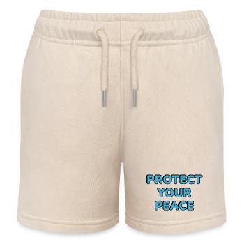 Protect Your Peace - Kids Organic Sweat Shorts by Stanley/Stella - soft Ecru - Front