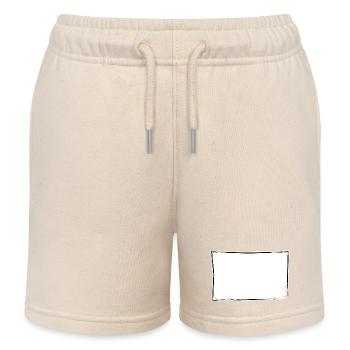 Eckiges Rahmen Comic-Design used look - Kinder Organic Joggingshorts Mini Bolter von Stanley/Stella - Natur - Vorne