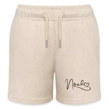 Noah Name First Name Heart Decor - Kids Organic Sweat Shorts by Stanley/Stella - soft Ecru - Front