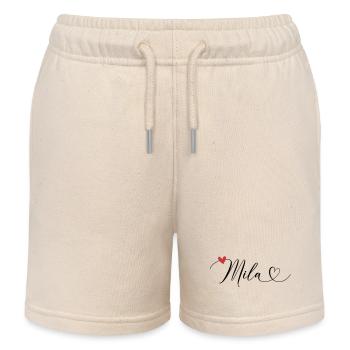 Mila Nom Prénom Calligraphie Coeur - Short de jogging enfant bio Stanley/Stella - écru doux - Devant