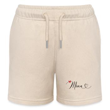 Mina Nom Prénom Calligraphie Coeur - Short de jogging enfant bio Stanley/Stella - écru doux - Devant